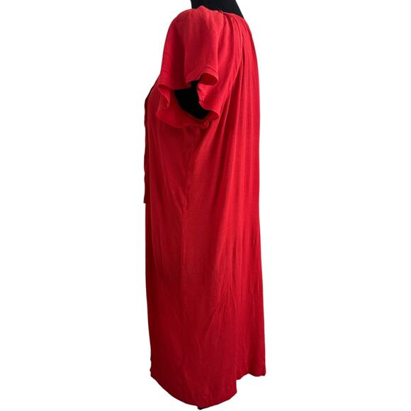 nwt Madewell Cherry Red Dress size S Lace Up V-neck Flutter Sleeves - Picture 6 of 15